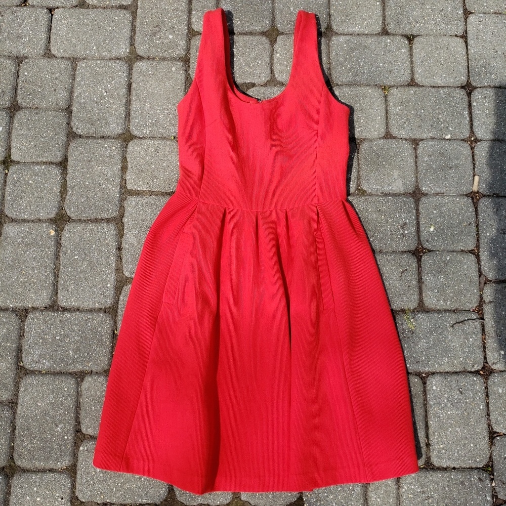 Banana Republic | Red Ribbed Fit & Flare Dress 4